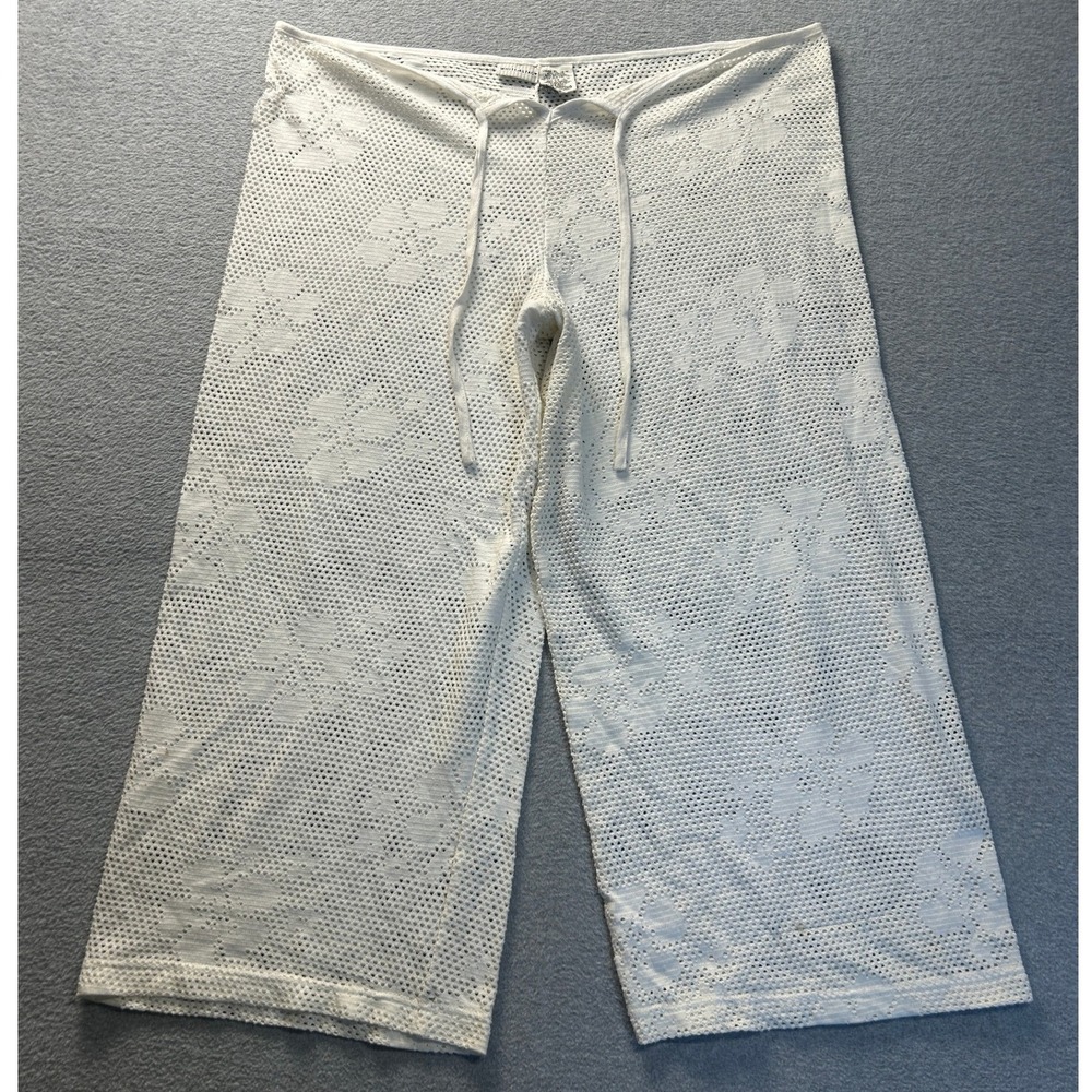 White Stag Capri Beach Cover Up Pants Womens XL 16/18 White Crochet Floral Lace